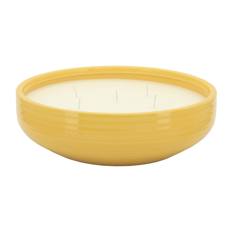 80033 Yellow 13 Inch Bowl Candle By Liv Skye 56oz 2