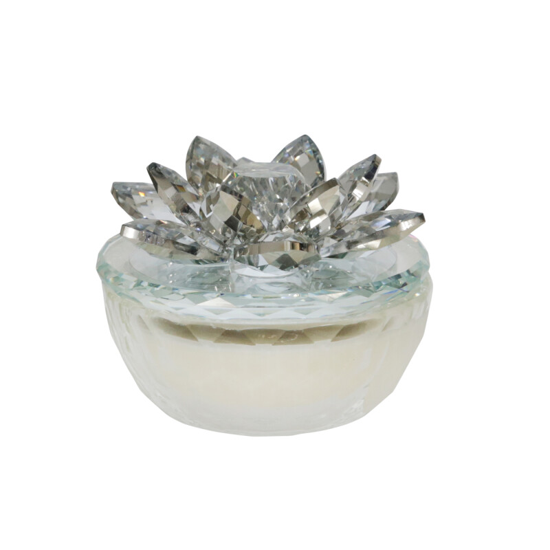 80055 Silver 4 Inch Lotus Box Candle