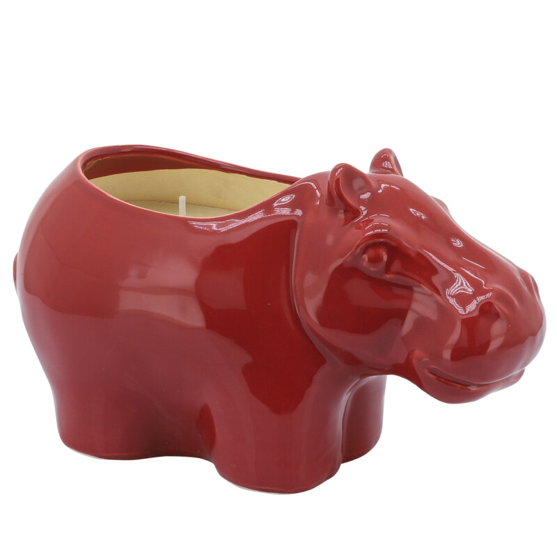 80065-02 7 Inch Hippo Scented Candle Red 10Oz