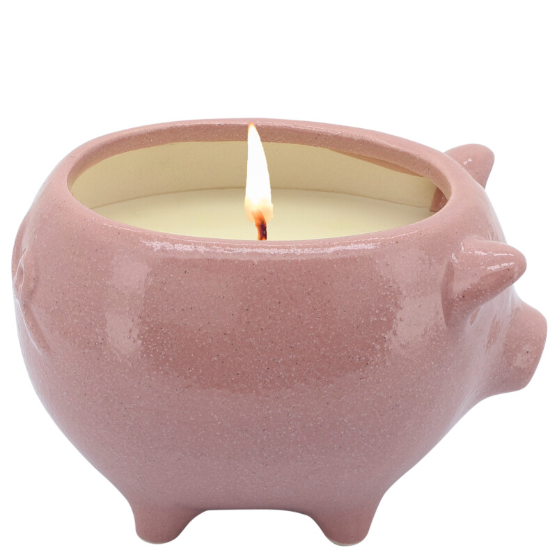 80065 03 Pink 6 Inch Pig Scented Candle Pink 10oz 6