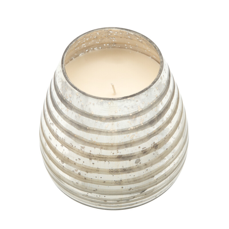 80086-04 Candle On Silver Striped Glass By Liv & Skye 64Oz