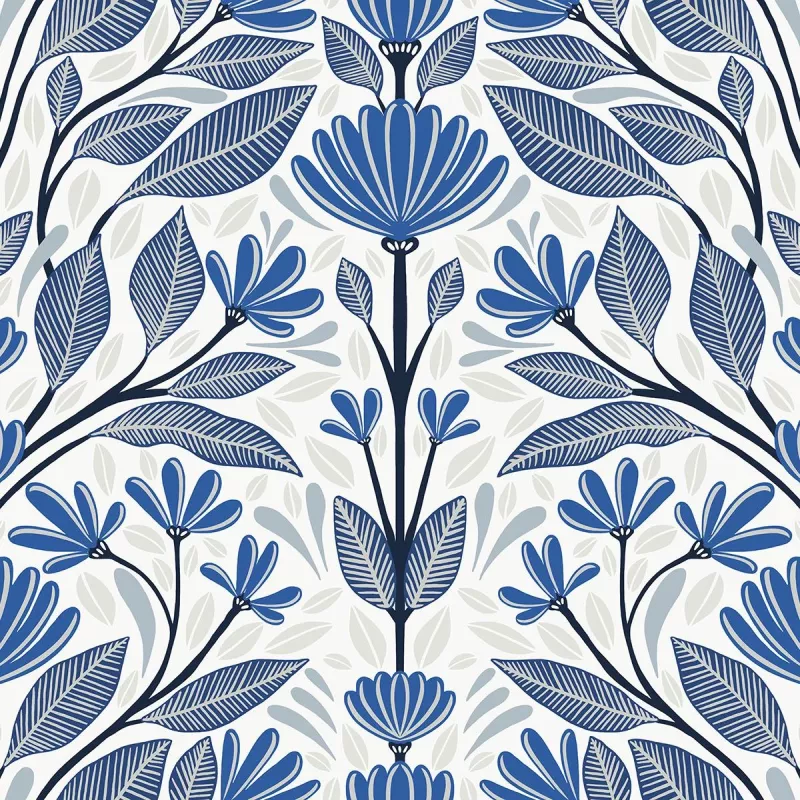 SC20602 Seabrook Designs Carmela Folk Floral True Blue