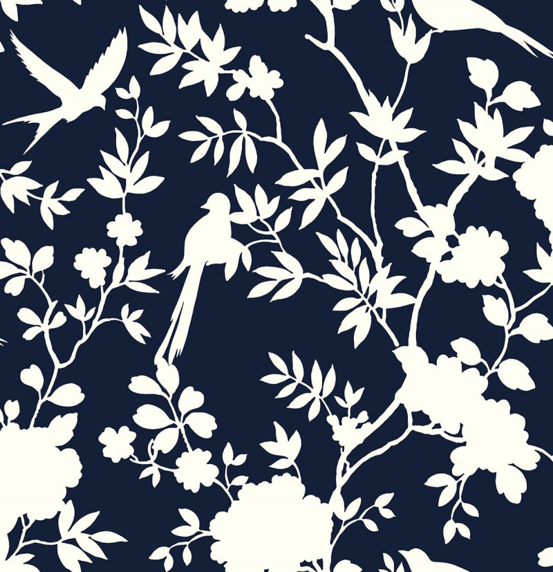 LN20522 Lillian August Luxe Haven Chinoiserie Peel & Stick Wallpaper, Midnight Blue