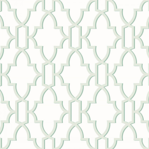 LN21104 Lillian August Luxe Haven Coastal Lattice Geometric Peel & Stick Wallpaper, Seaglass Green