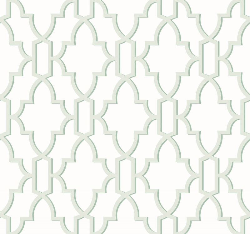 LN21104 Lillian August Luxe Haven Coastal Lattice Geometric Peel & Stick Wallpaper, Seaglass Green