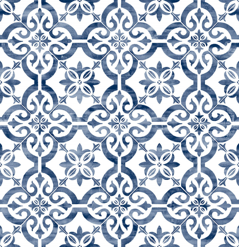 LN21212 Lillian August Luxe Haven Geometric Peel & Stick Wallpaper, Riviera Blue