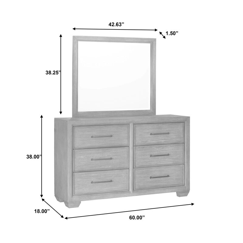 S714 010 Andover 6 Drawer Dresser Dimensions