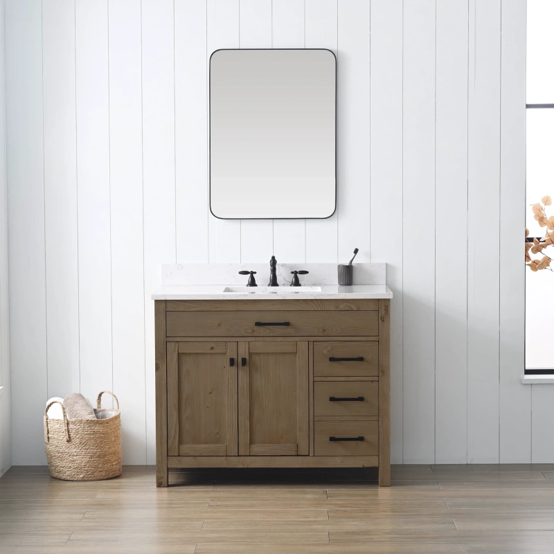 JASPER-42TN-E Jasper 42" Single Bathroom Vanity with Engineered Stone Top in Textured Natural