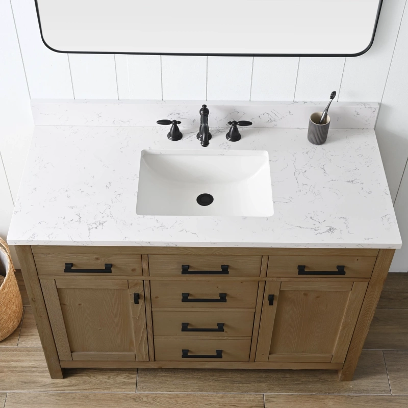 Jasper 48tn E Jasper 48 Single Bathroom Vanity With Engineered Stone Top In Textured Natural 5