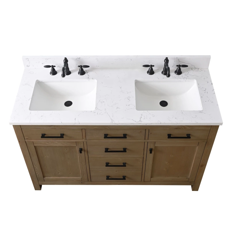 Jasper 54tn D E Jasper 54 Double Bathroom Vanity With Engineered Stone Top In Textured Natural 14