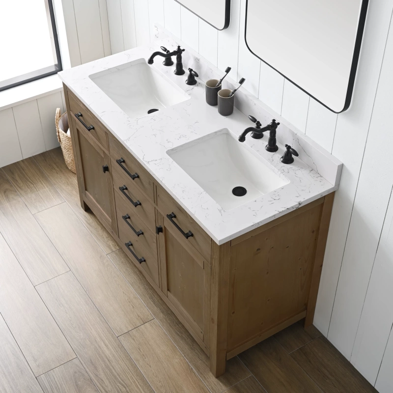 Jasper 54tn D E Jasper 54 Double Bathroom Vanity With Engineered Stone Top In Textured Natural 4