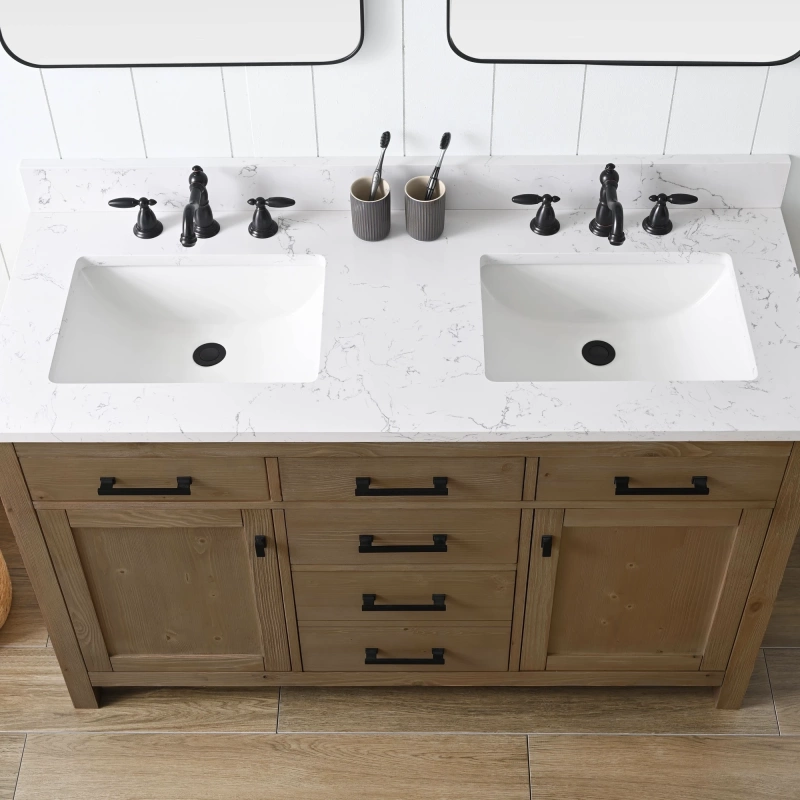 Jasper 54tn D E Jasper 54 Double Bathroom Vanity With Engineered Stone Top In Textured Natural 5
