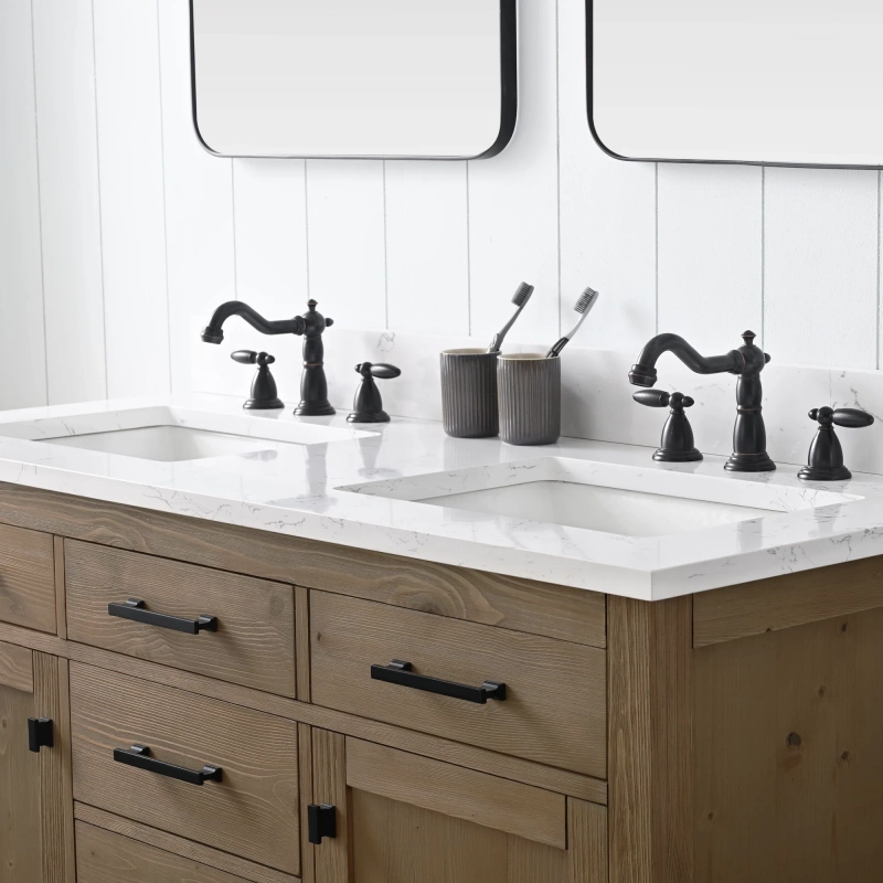 Jasper 54tn D E Jasper 54 Double Bathroom Vanity With Engineered Stone Top In Textured Natural 6