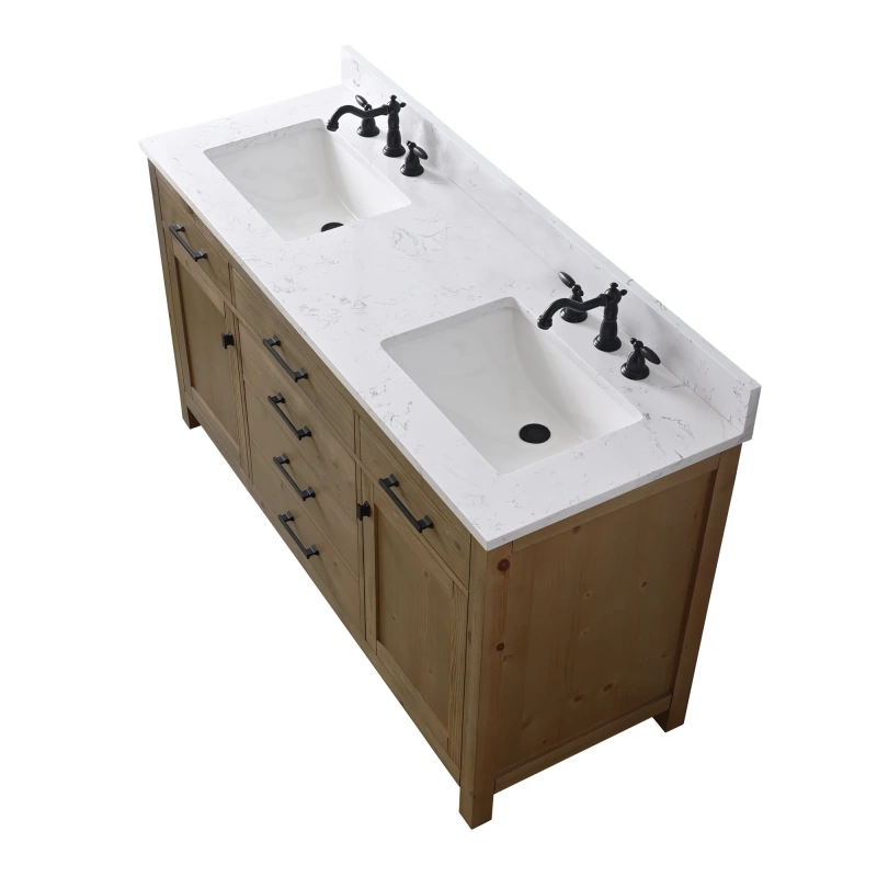 Jasper 60tn D E Jasper 60 Double Bathroom Vanity With Engineered Stone Top In Textured Natural 14