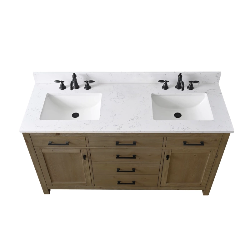 Jasper 60tn D E Jasper 60 Double Bathroom Vanity With Engineered Stone Top In Textured Natural 15