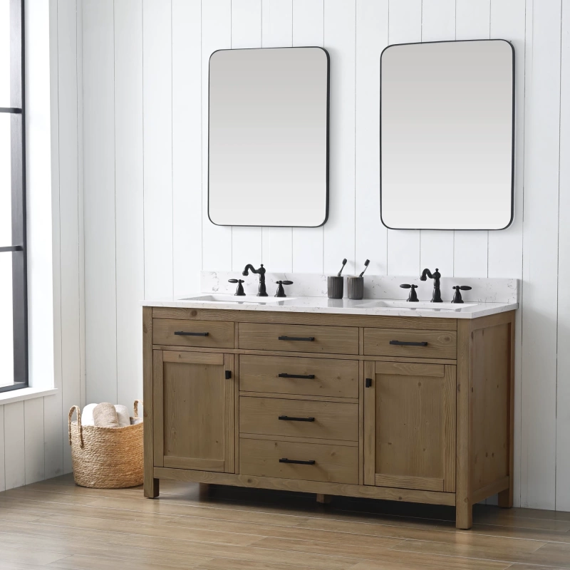 Jasper 60tn D E Jasper 60 Double Bathroom Vanity With Engineered Stone Top In Textured Natural 2