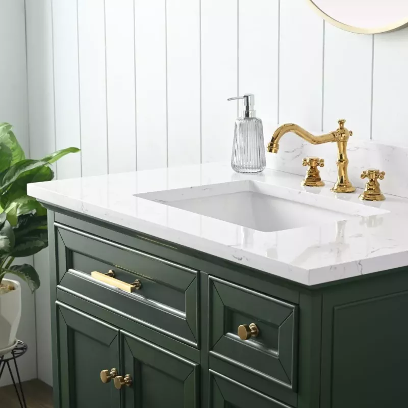Thompson 36eg Thompson 36 Single Bathroom Vanity With Engineered Stone Top In Evergreen 12
