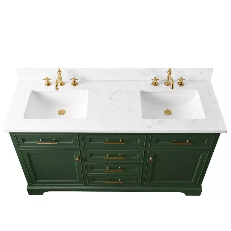 Thompson 60eg D Thompson 60 Double Bathroom Vanity With Engineered Stone Top In Evergreen 10