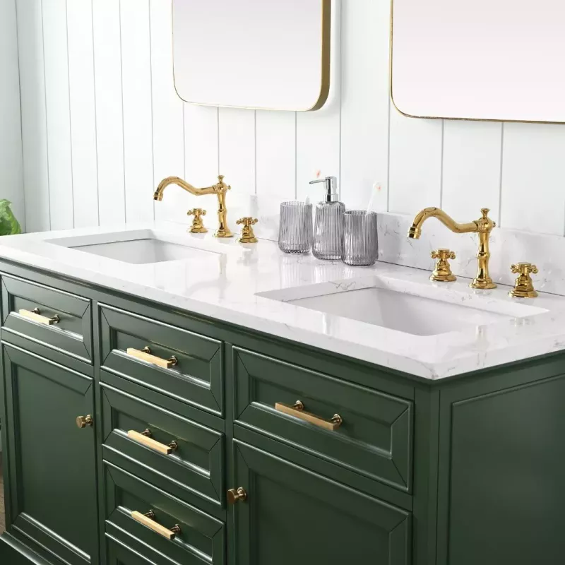 Thompson 60eg D Thompson 60 Double Bathroom Vanity With Engineered Stone Top In Evergreen 13
