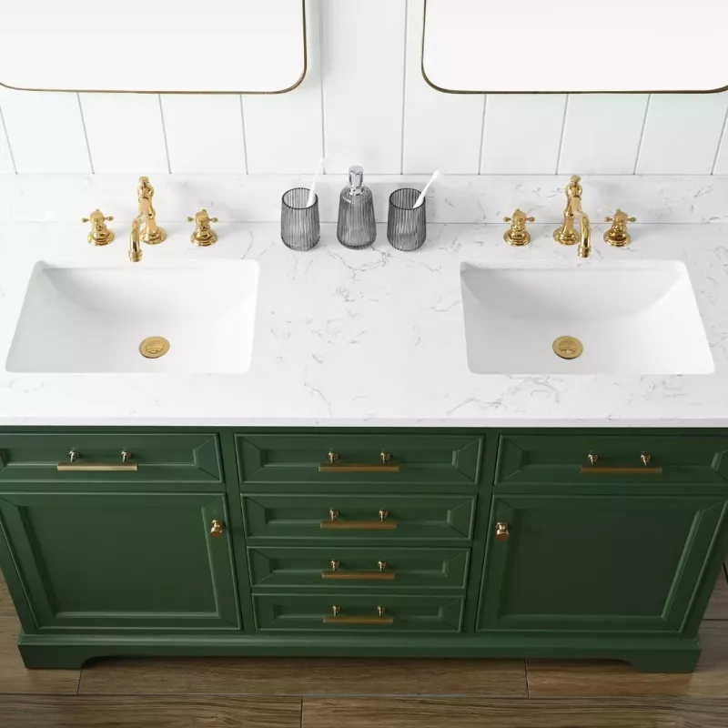 Thompson 60eg D Thompson 60 Double Bathroom Vanity With Engineered Stone Top In Evergreen 8