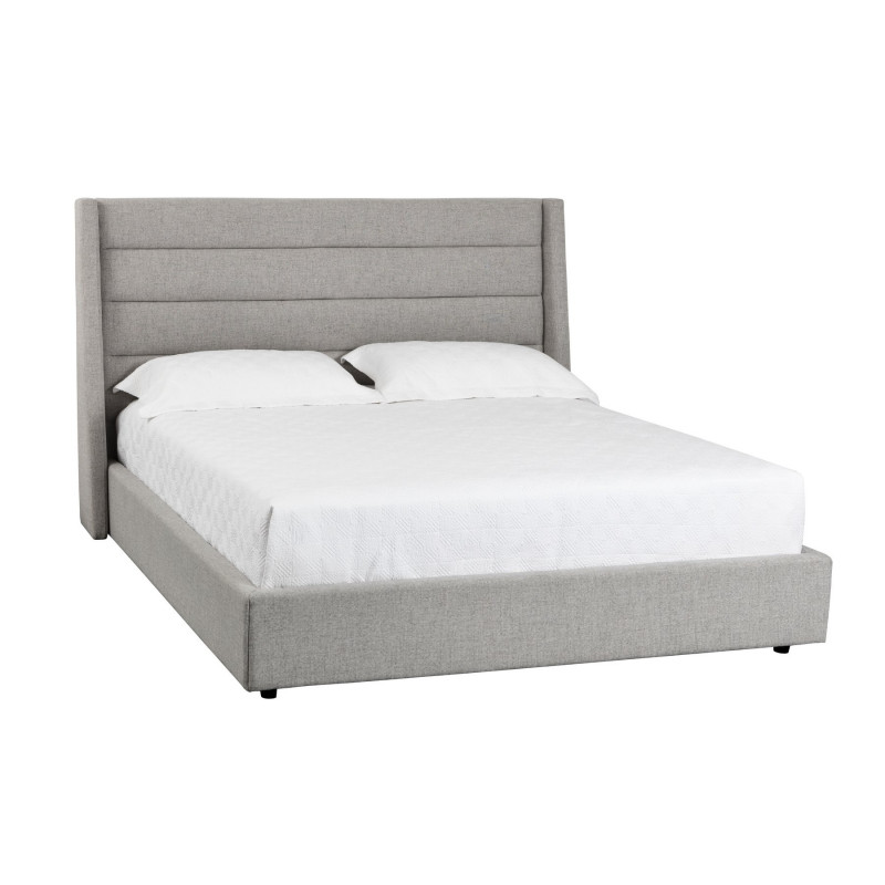 Emmit Contemporary Marble Upholstered King Bed in Gray by Sunpan