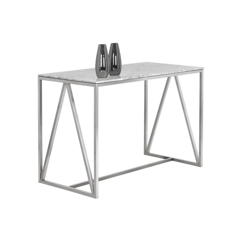 103772 Abel Counter Table Ss White Marble