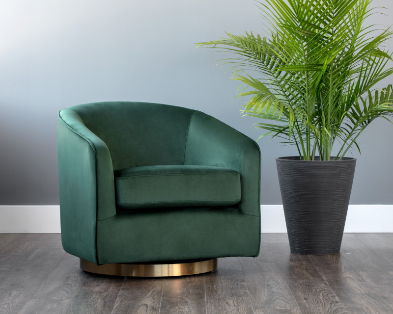 103999 Hazel Swivel Lounge Chair - Gold - Deep Green Sky