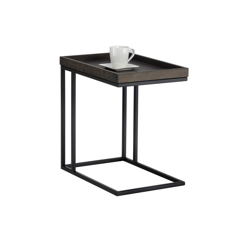 104615 Arden C Shaped End Table Black Charcoal Grey