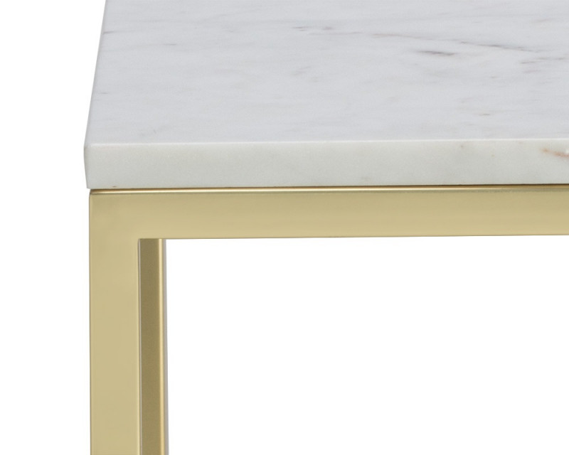 104804 Amell End Table Antique Brass White Marble 6