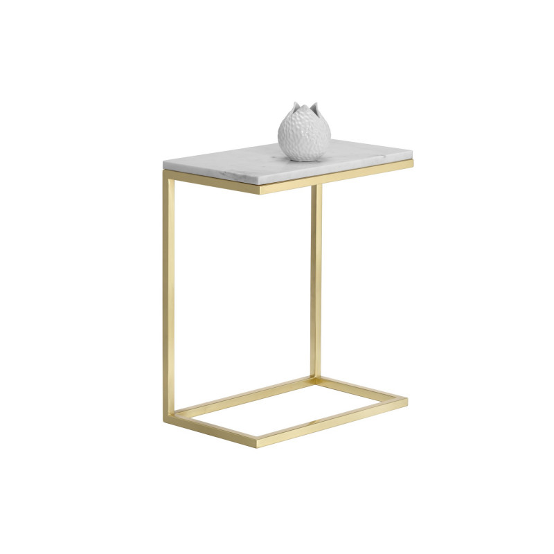 104804 Amell End Table Antique Brass White Marble