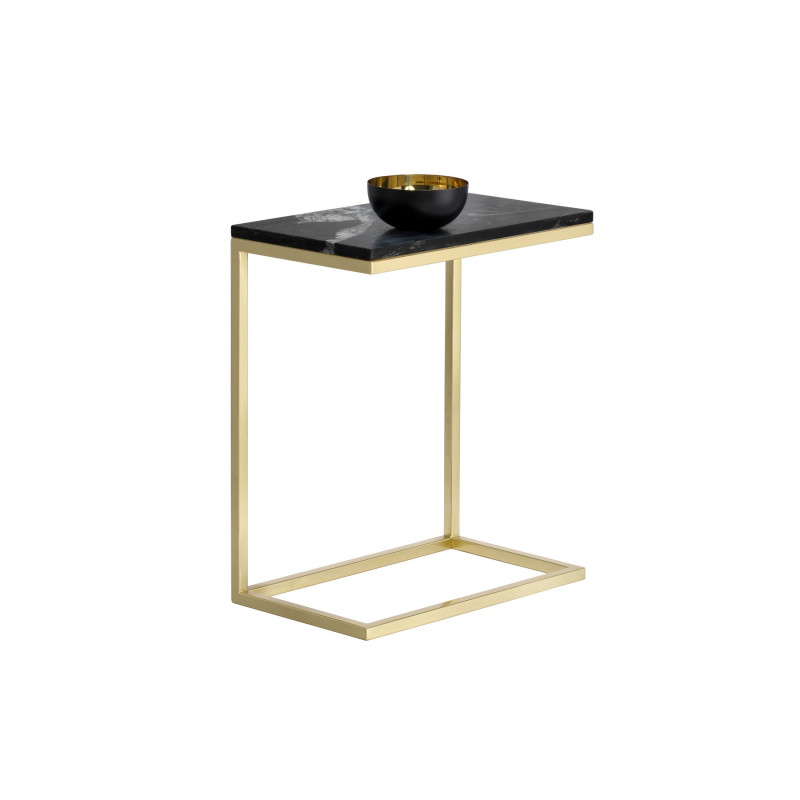 104805 Amell End Table Antique Brass Black Marble