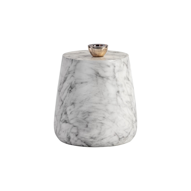 106402 Aries Side Table Whte Marble Look