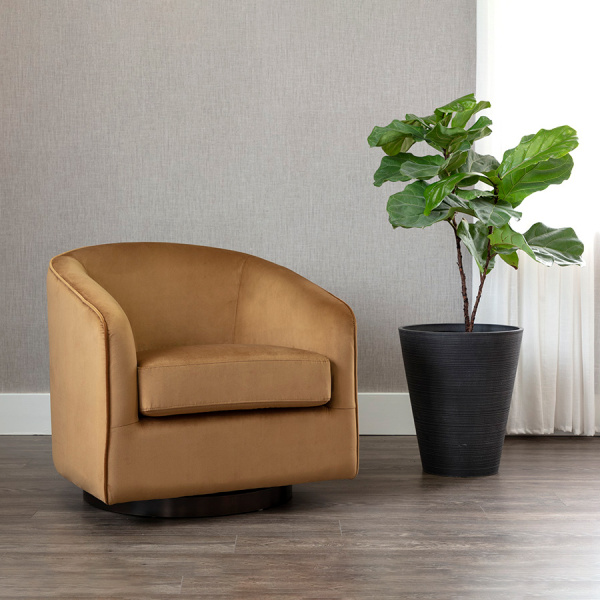 107966 Hazel Swivel Lounge Chair - Dark Bronze - Gold Sky