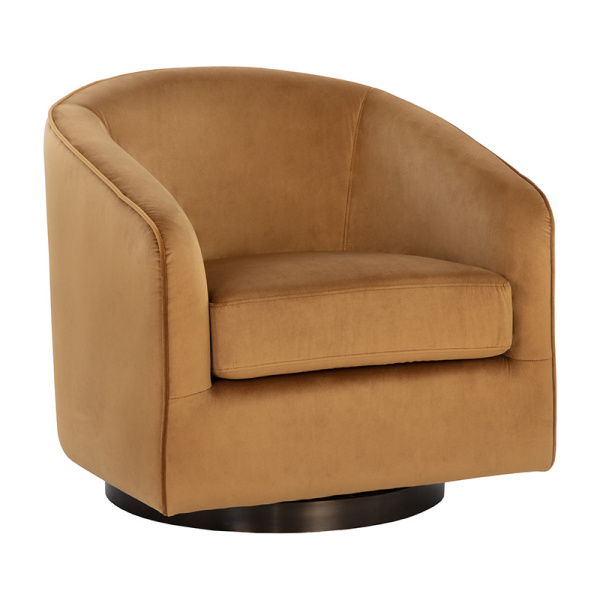 107966 Hazel Swivel Lounge Chair Dark Bronze Gold Sky
