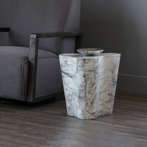 103310 Ava End Table - Small - Marble Look