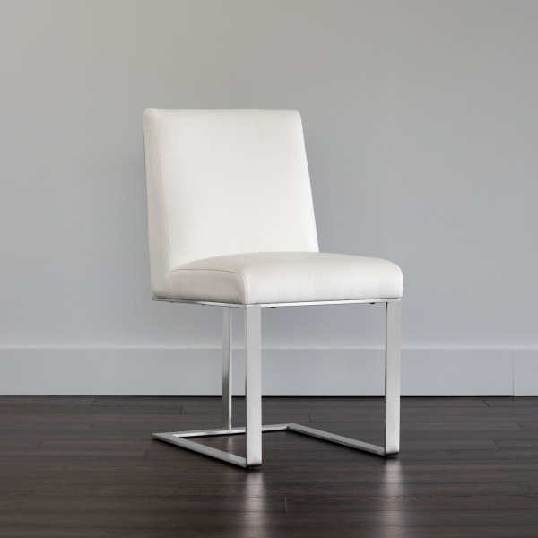 103783 Dean Dining Chair - Stainless Steel - Cantina White