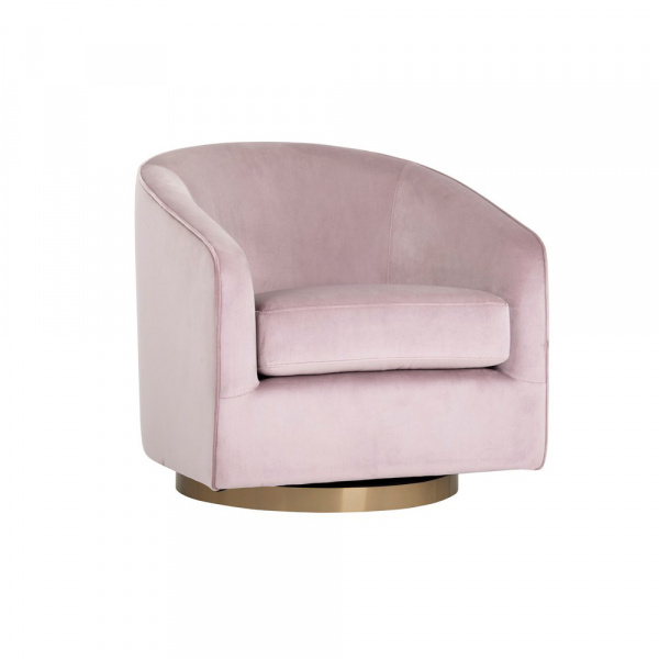104002 Hazel Swivel Lounge Chair - Gold - Blush Sky
