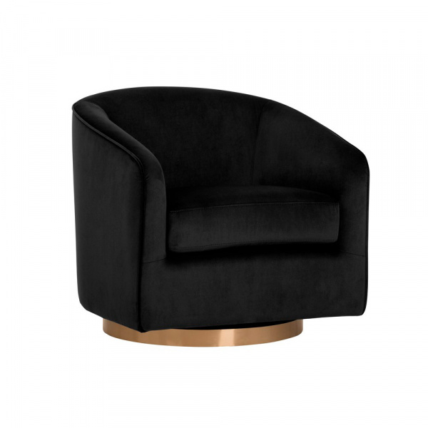 104003 Hazel Swivel Lounge Chair - Gold - Black Sky