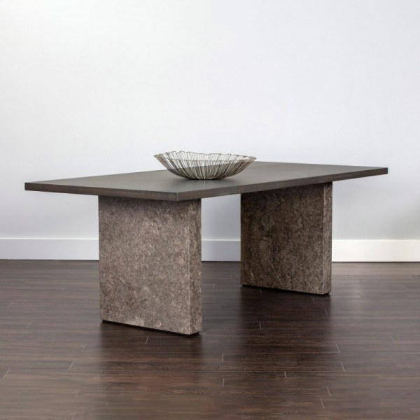 105071 Rebel Dining Table - Grey Marble / Charcoal Grey - 82.75"