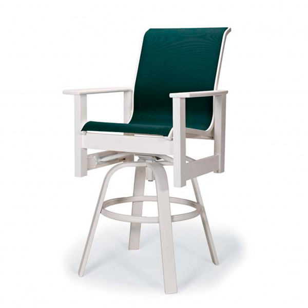 9596 Leeward Marine Grade Polymer Sling Bar Height Swivel Arm Chair