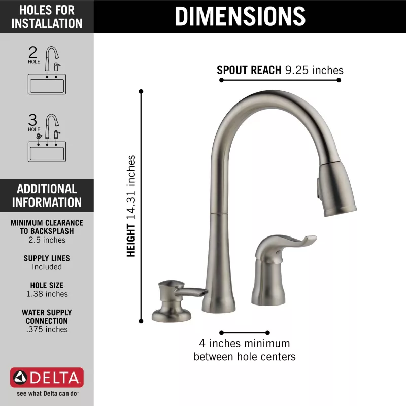 16970 Sssd Dst Kate Single Handle Pull Down Kitchen Faucet With Soap Dispenser 6