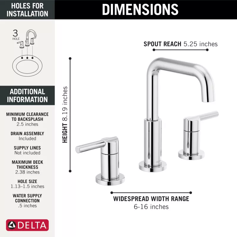 35849lf Delta Nicoli Two Handle Widespread Bathroom Faucet 5