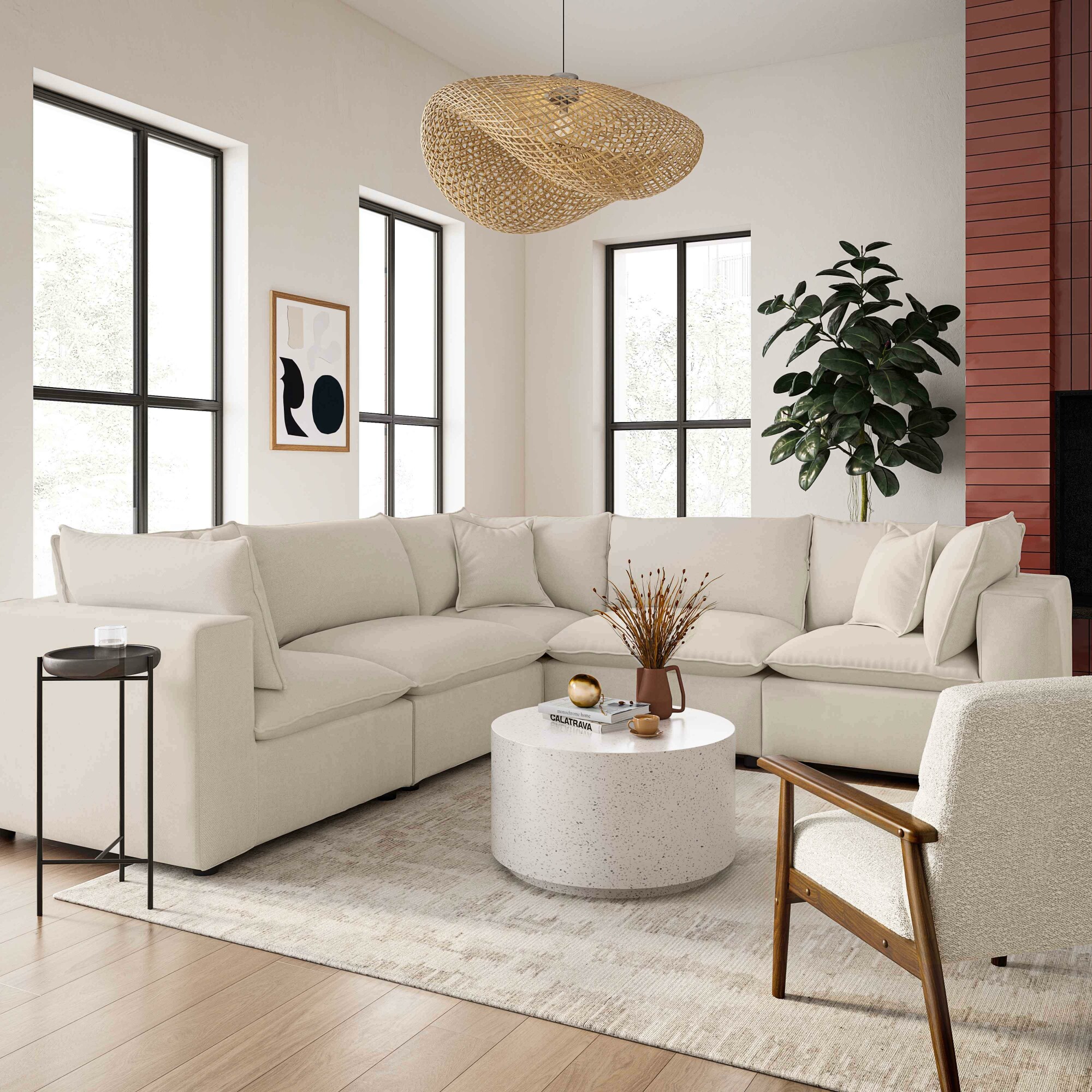 White Natural Modular L Sectional
