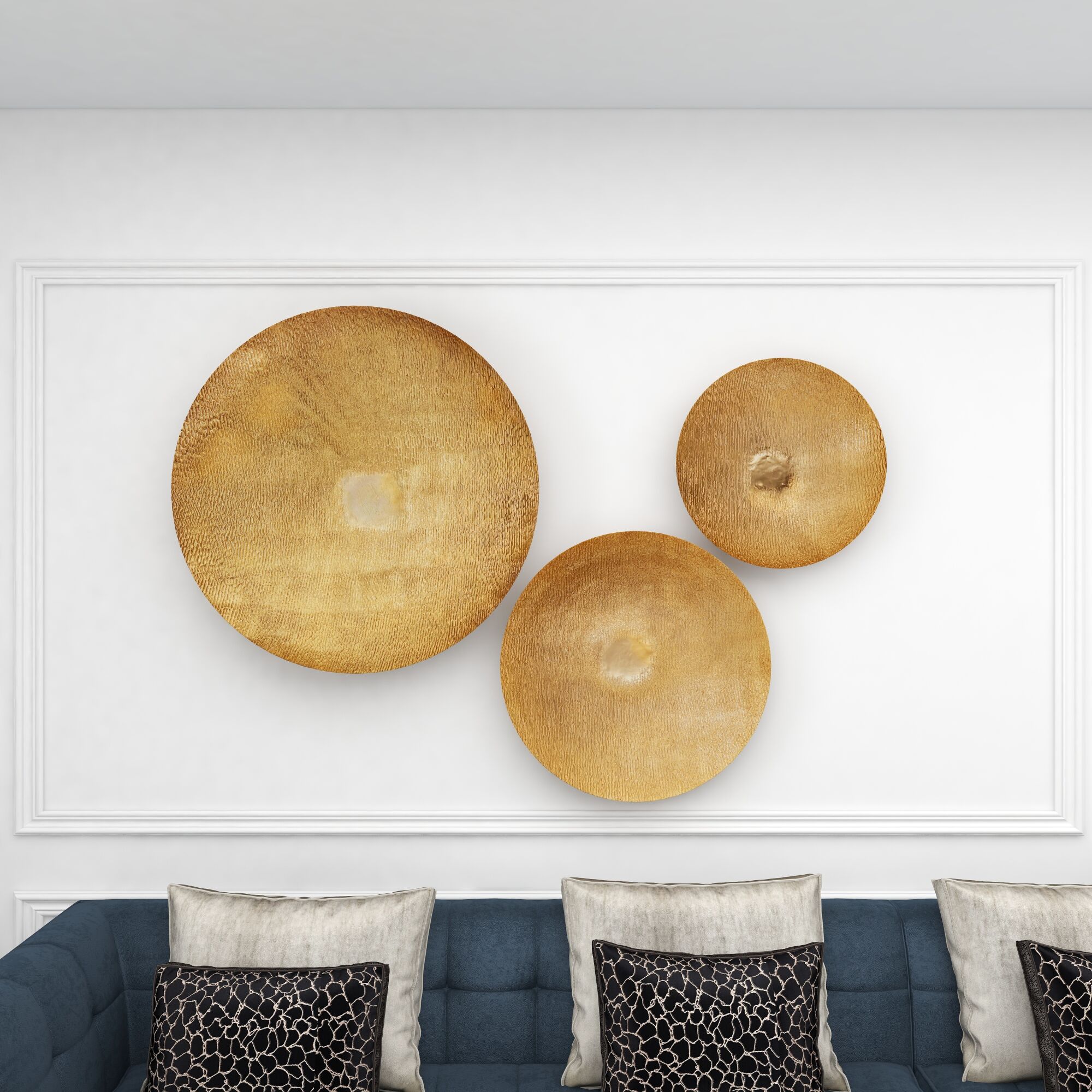 Set of 3 Gold Metal Eclectic Wall Decor, 36