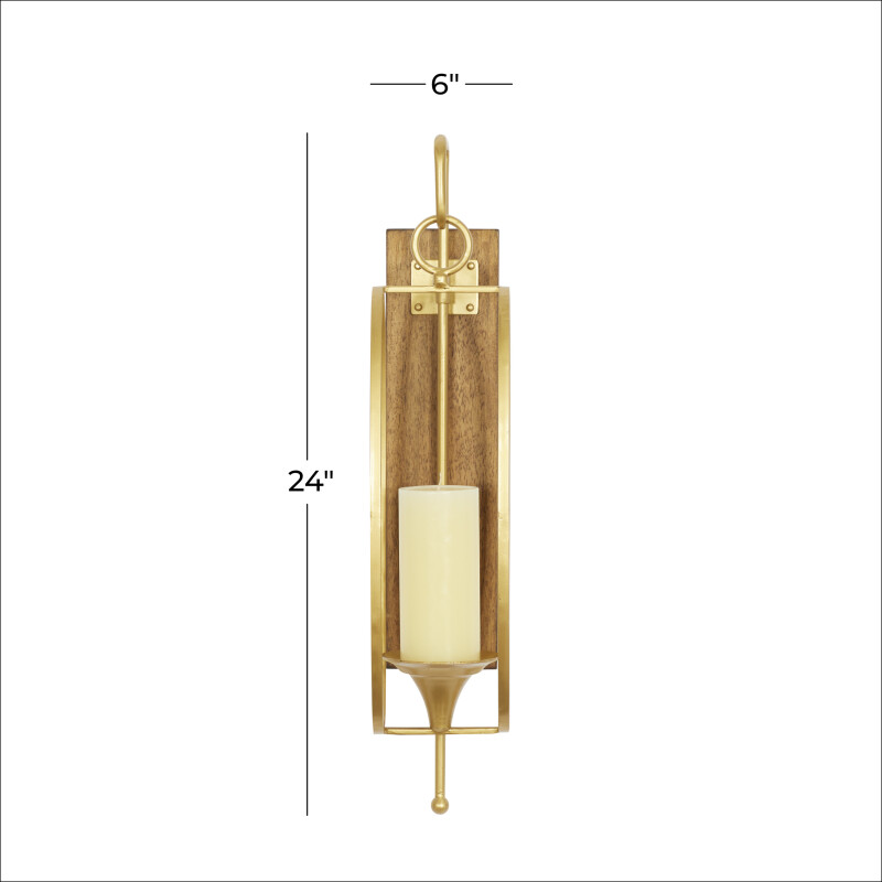 196094665727 Gold Gold Glam Gold Metal And Wood Wall Sconce 24 X 6 X 8 39