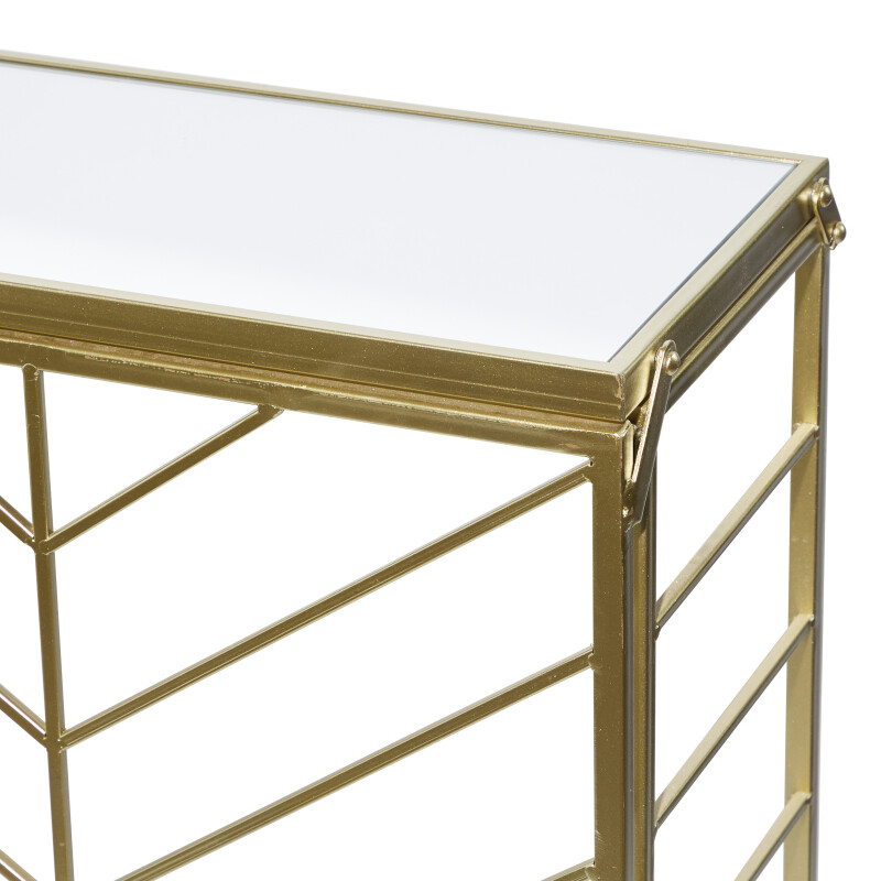 196094666830 Gold Gold Set Of 2 Gold Metal Contemporary Console Table 39 42 23
