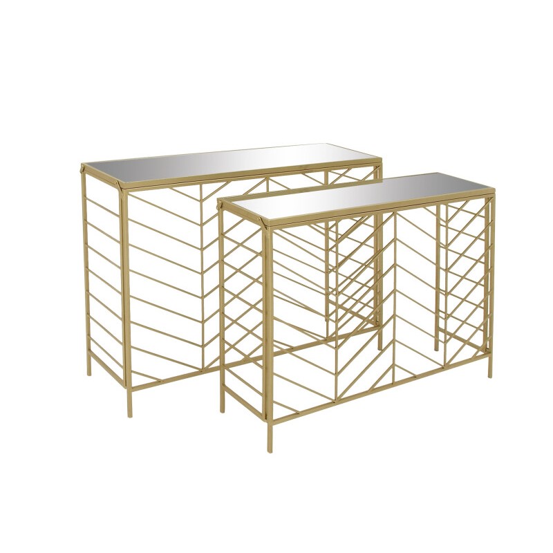 196094666830 Gold Gold Set Of 2 Gold Metal Contemporary Console Table 39 42 8
