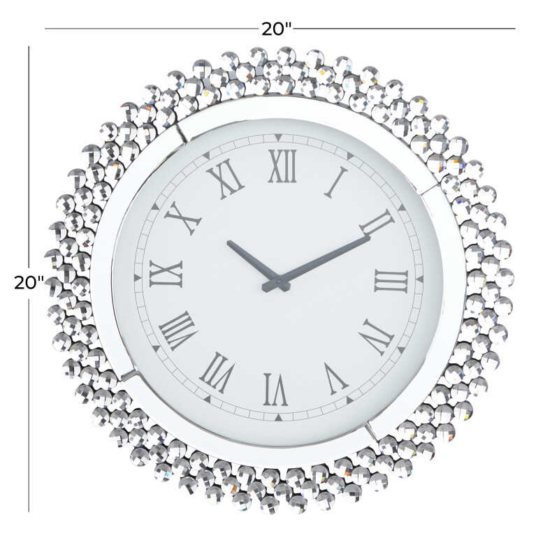 196094669855 Silver Silver Silver Wood Glam Wall Clock 20 X 2 X 20 39