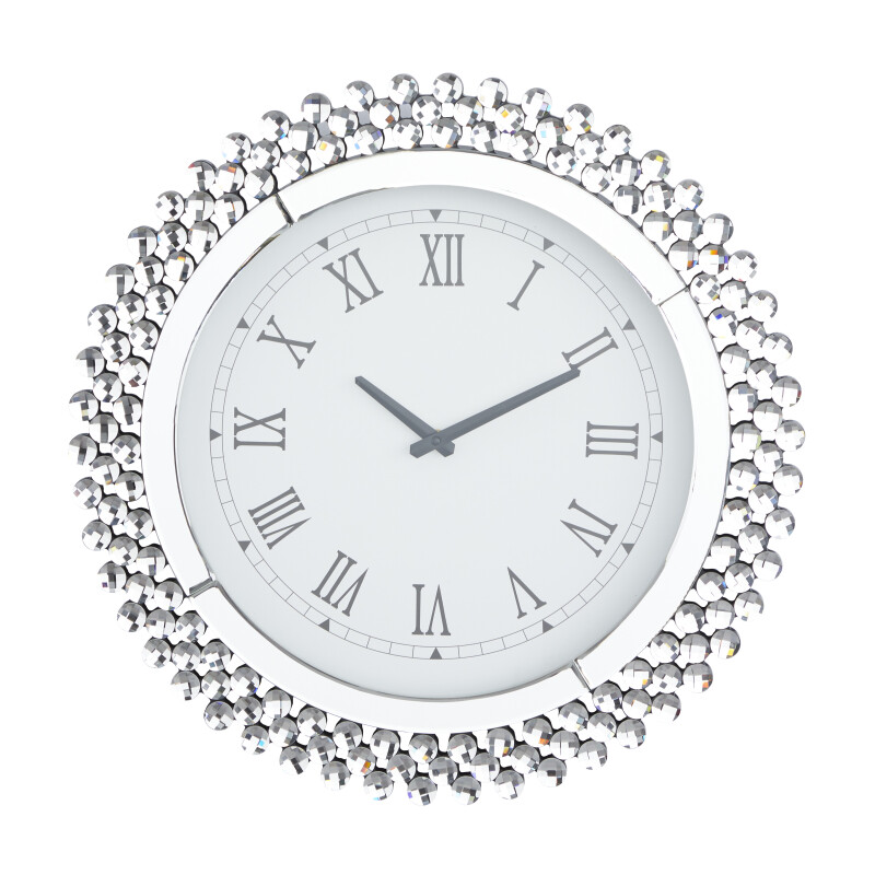 604435 Silver Wood Glam Wall Clock, 20" x 2" x 20"