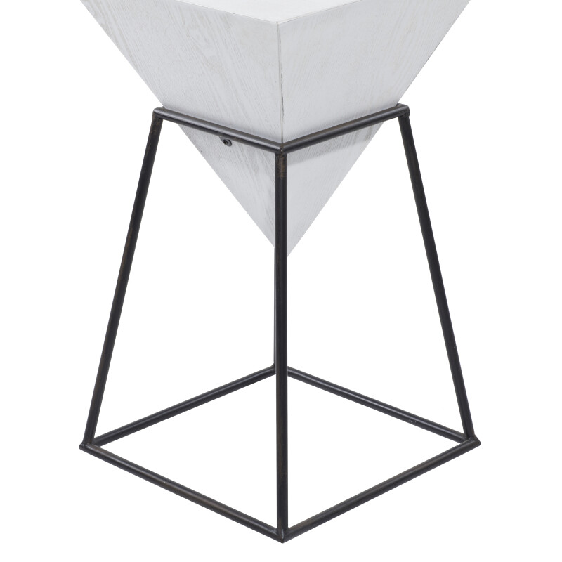196094681710 White Black White Metal And Wood Modern Accent Table 24 X 14 X 14 23